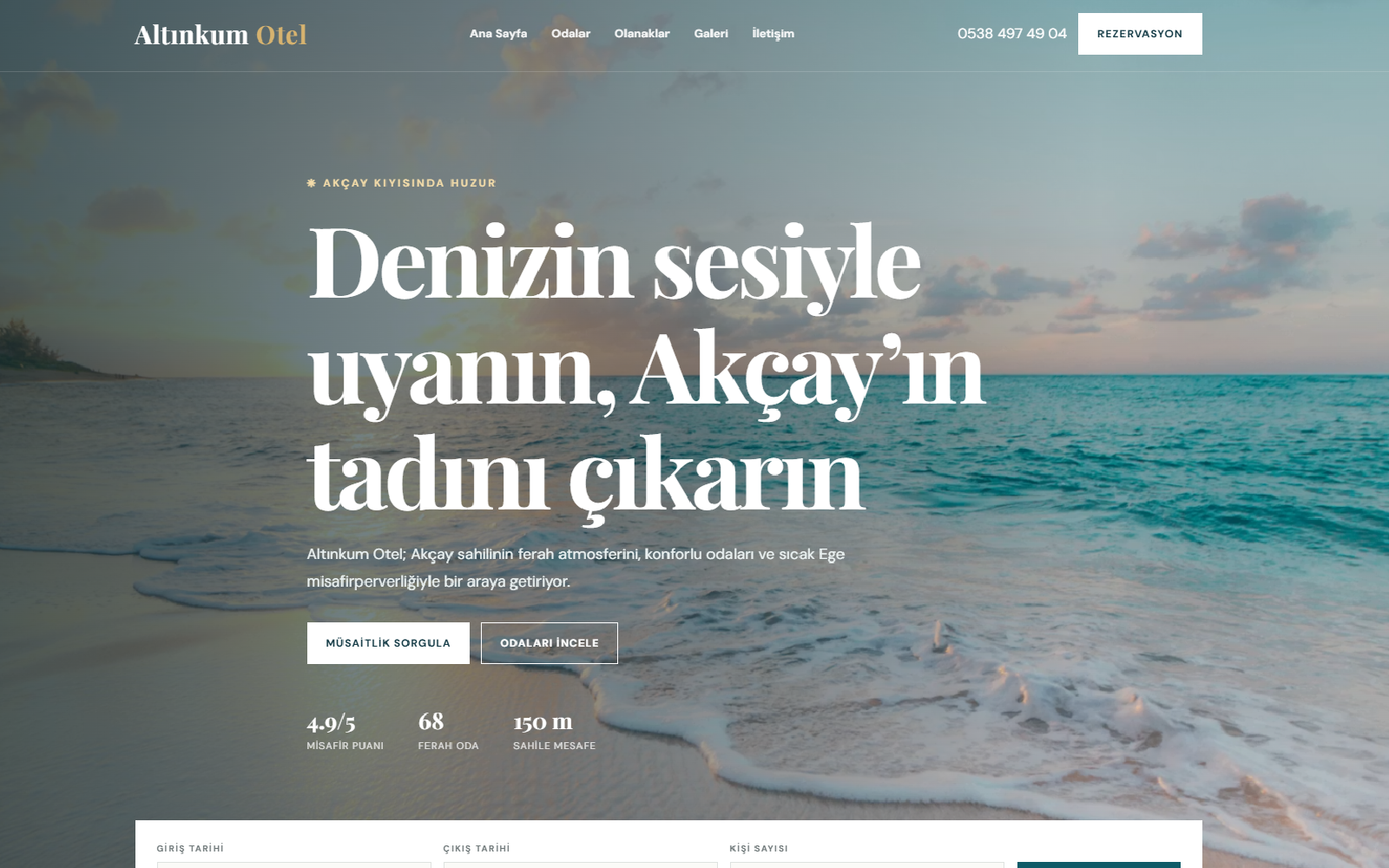 Altınkum Otel demo web sitesi referans çalışması