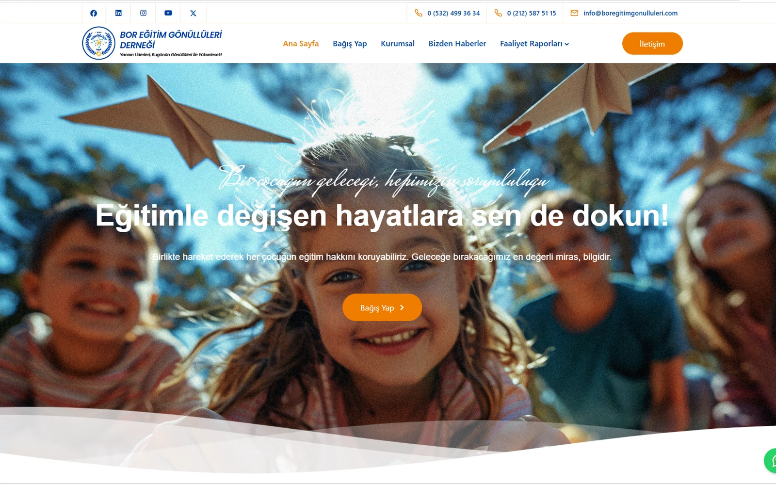 BOR Eğitim Gönüllüleri web sitesi referans çalışması