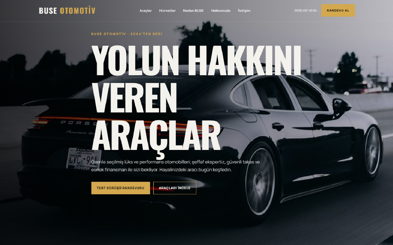 BUSE Otomotiv demo web sitesi referans çalışması
