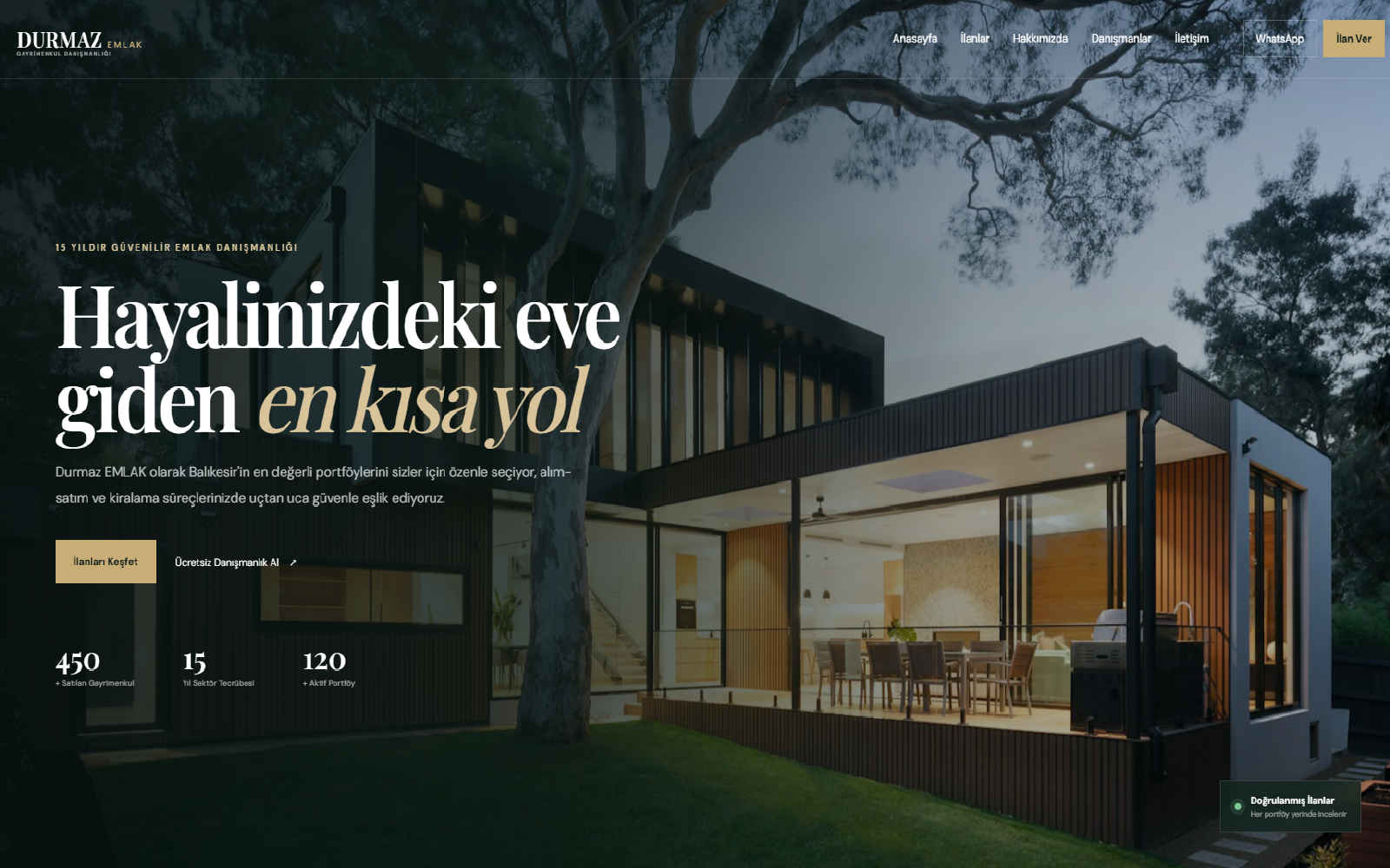 Durmaz Emlak demo web sitesi referans çalışması