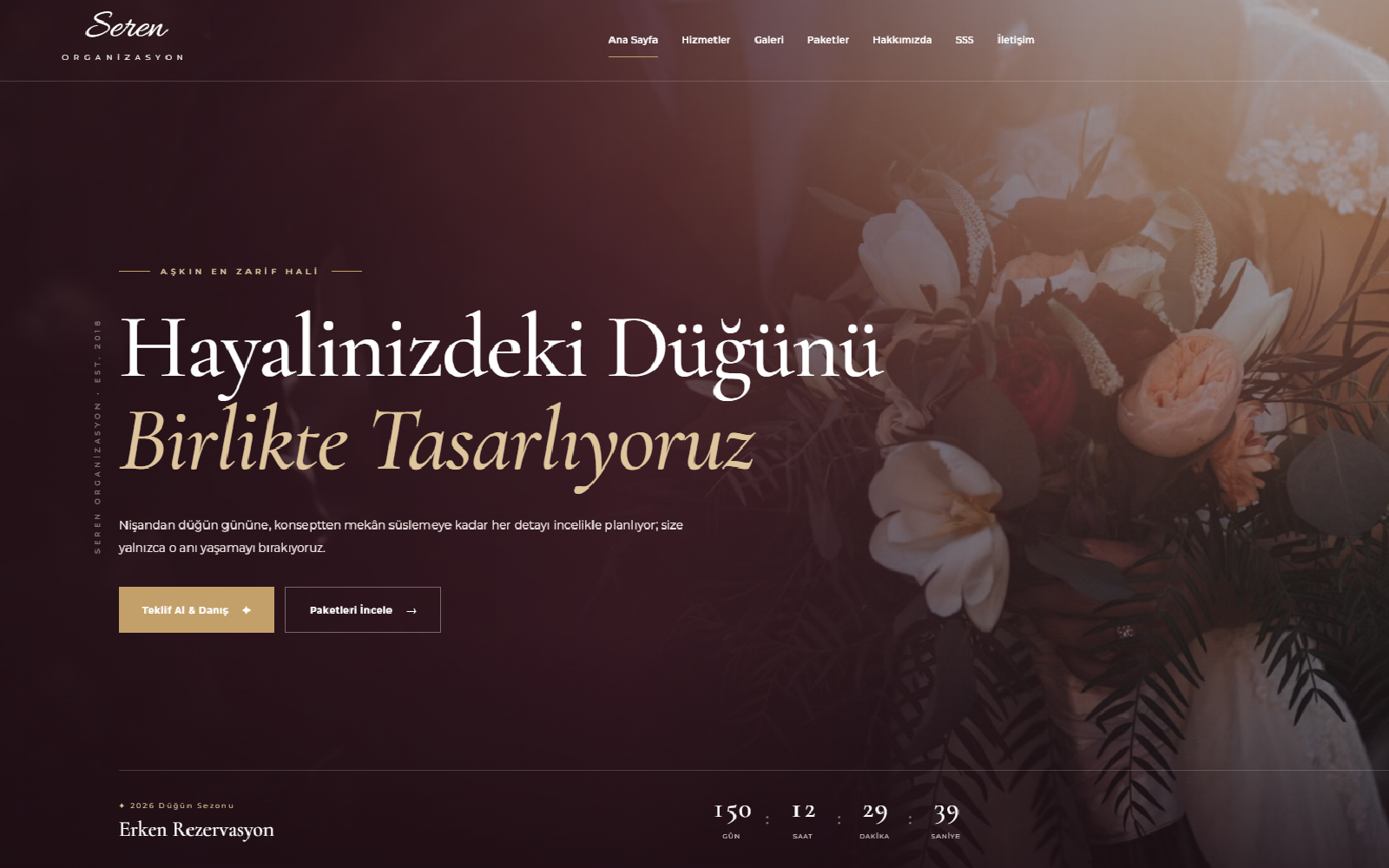 Seren Organizasyon demo web sitesi referans çalışması
